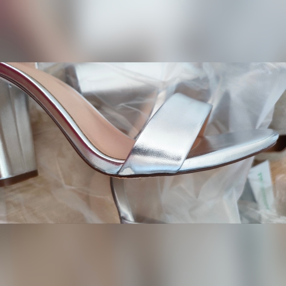 Metalic Silver Block Heel Vegan Leather Sandals by Call it Spring Uk Size 4 - Picture 6 of 7